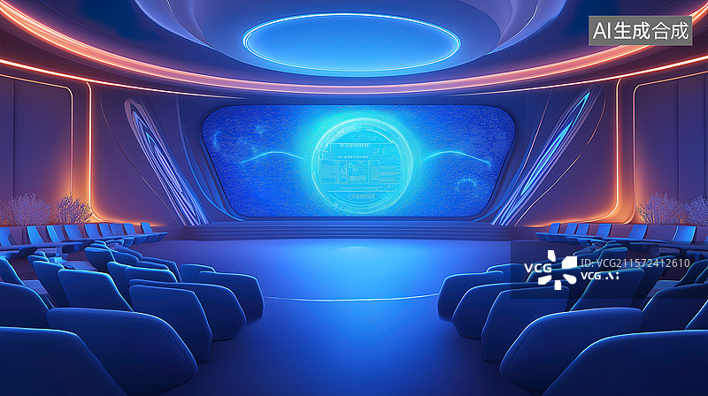 【AI数字艺术】未来主义会议厅图片素材