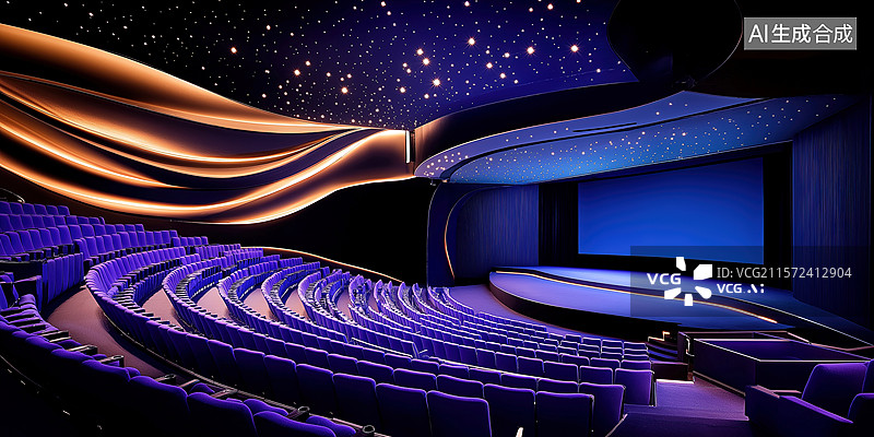 【AI数字艺术】现代豪华电影院设计图片素材