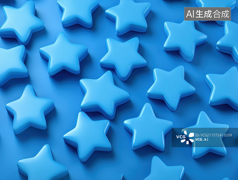 【AI数字艺术】蓝色五角星排列背景图片素材