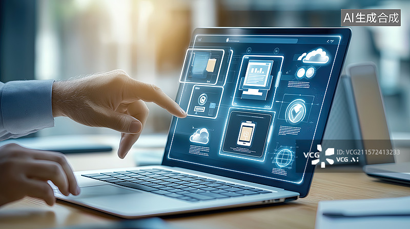 【AI数字艺术】互动笔记本电脑显示屏图片素材