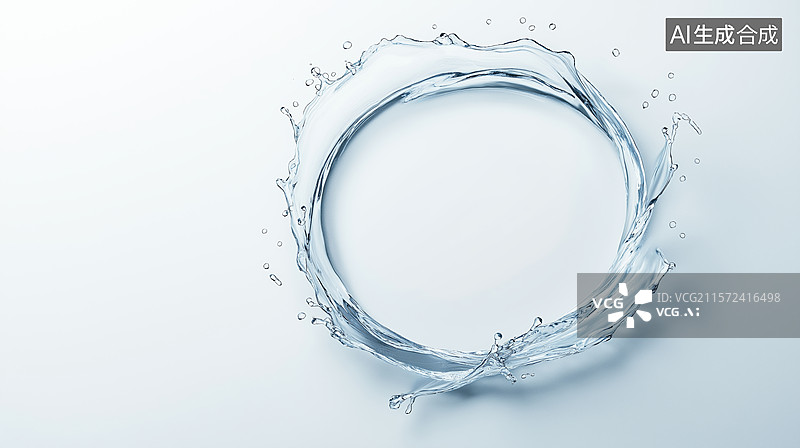【AI数字艺术】水花飞溅形成圆环图片素材