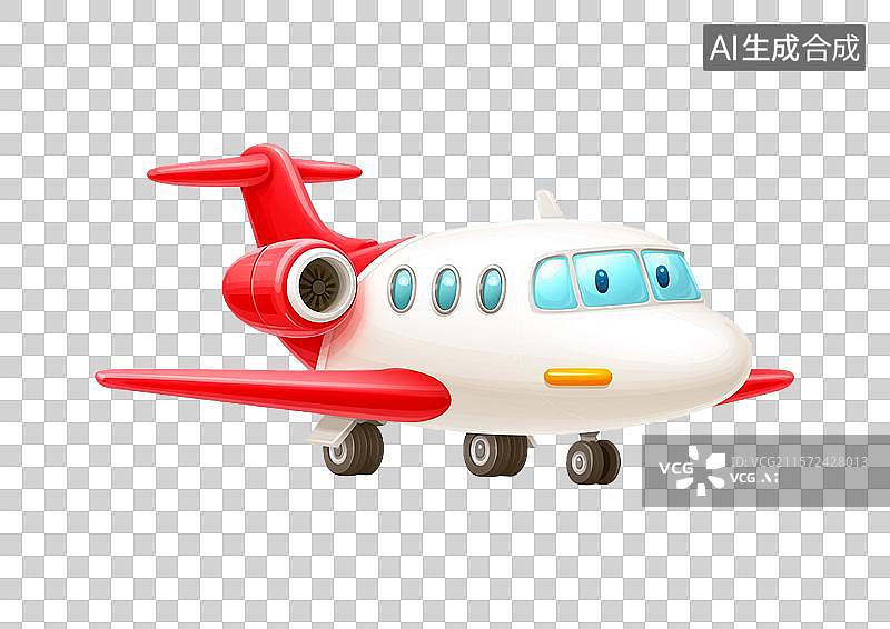 【AI数字艺术】【免抠png素材】一架3D卡通飞机图片素材