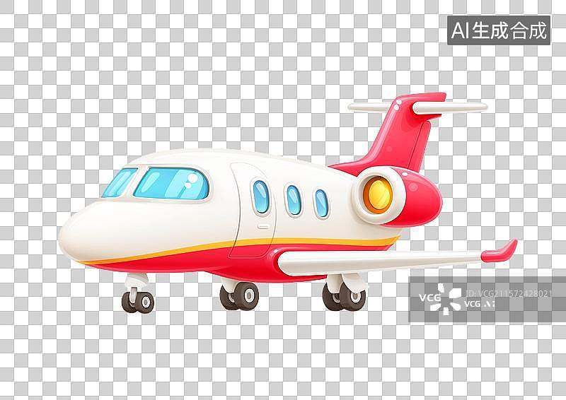 【AI数字艺术】【免抠png素材】一架3D卡通飞机图片素材