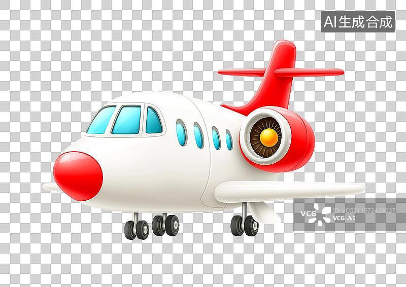 【AI数字艺术】【免抠png素材】一架3D卡通飞机图片素材