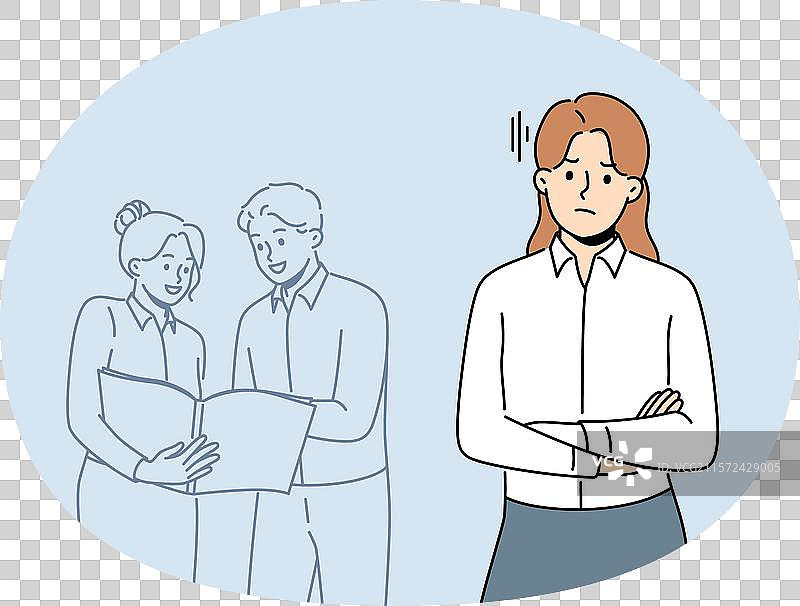 愤怒的女员工对同事们的谈话感到生气图片素材