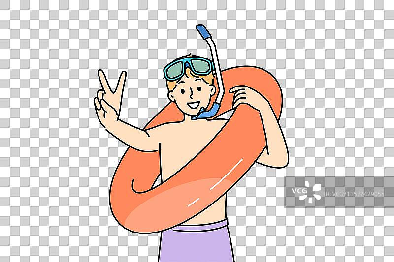 喜欢在游泳池里游泳的小男孩图片素材