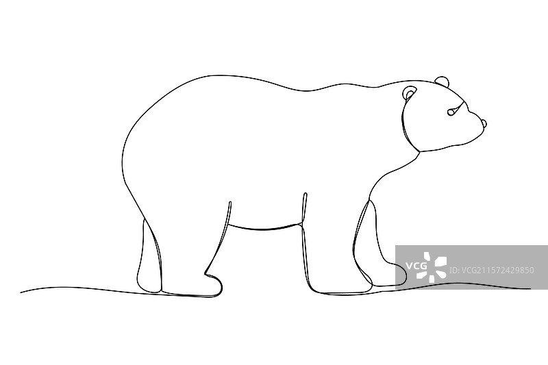 一条线条勾勒出的北极熊轮廓图片素材