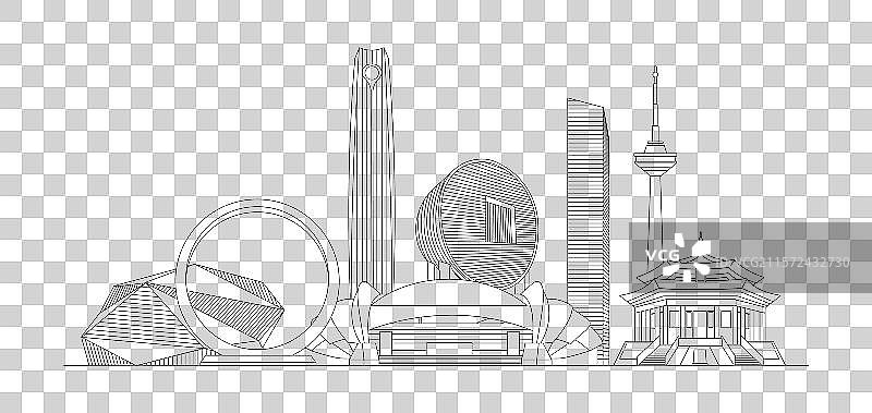 沈阳城市建筑线条透明元素图片素材