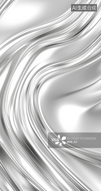【AI数字艺术】银色绸缎的流动纹理图片素材