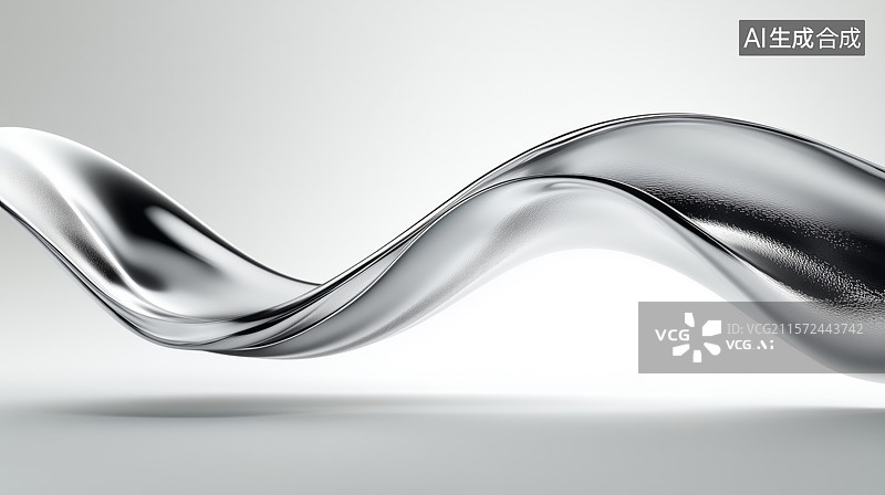 【AI数字艺术】光滑金属波浪形态图片素材