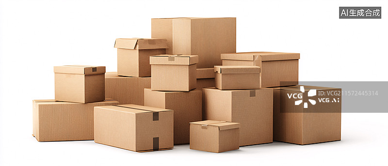 【AI数字艺术】一堆快递纸箱图片素材