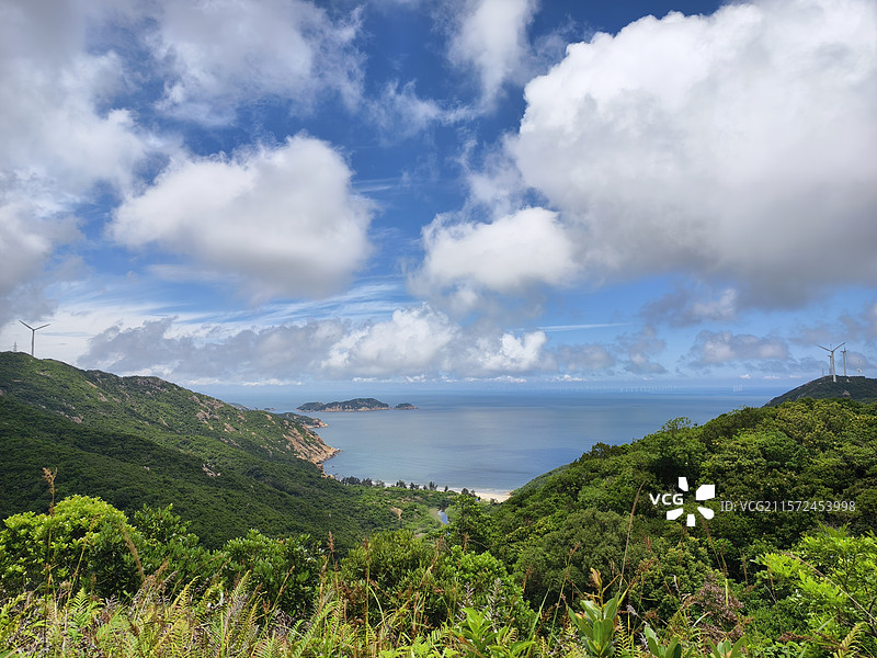 珠海高栏港风车山太阳石醉美山海线图片素材