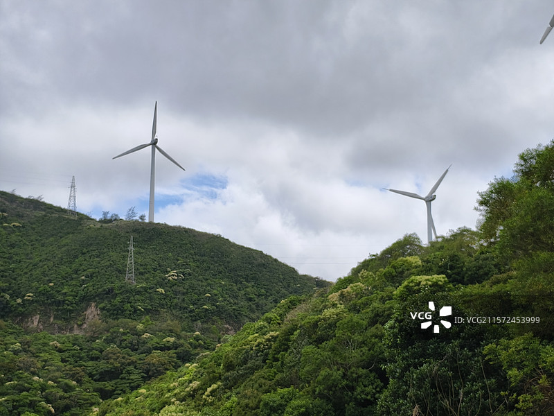 珠海高栏港风车山太阳石醉美山海线图片素材
