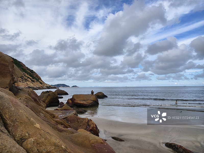 珠海高栏港风车山太阳石醉美山海线图片素材