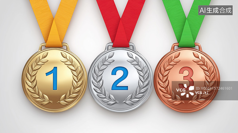 【AI数字艺术】金银铜奖牌展示图片素材