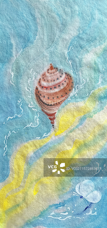 海水浪花海浪水彩手绘插画图片素材
