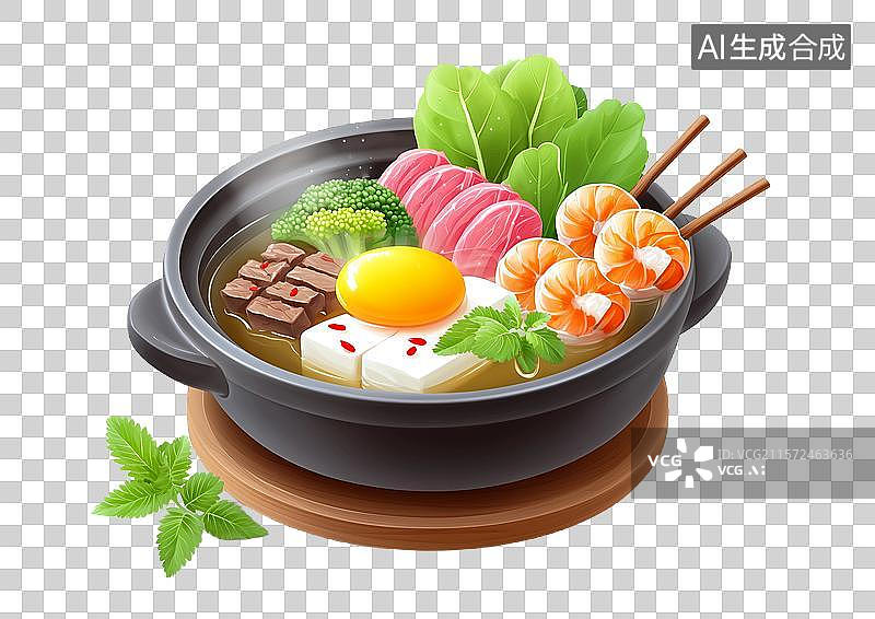 【AI数字艺术】【免抠png素材】3D卡通寿喜烧火锅图片素材