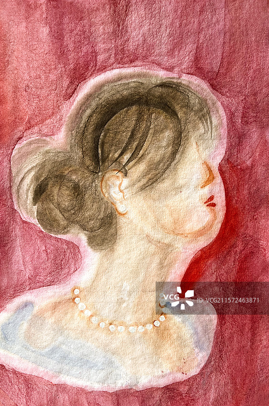 半身像女孩抽象水彩插画图片素材