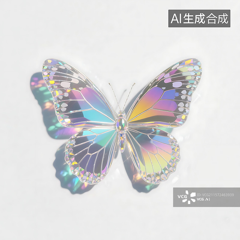 【AI数字艺术】光影交织的炫彩3D蝴蝶图片素材