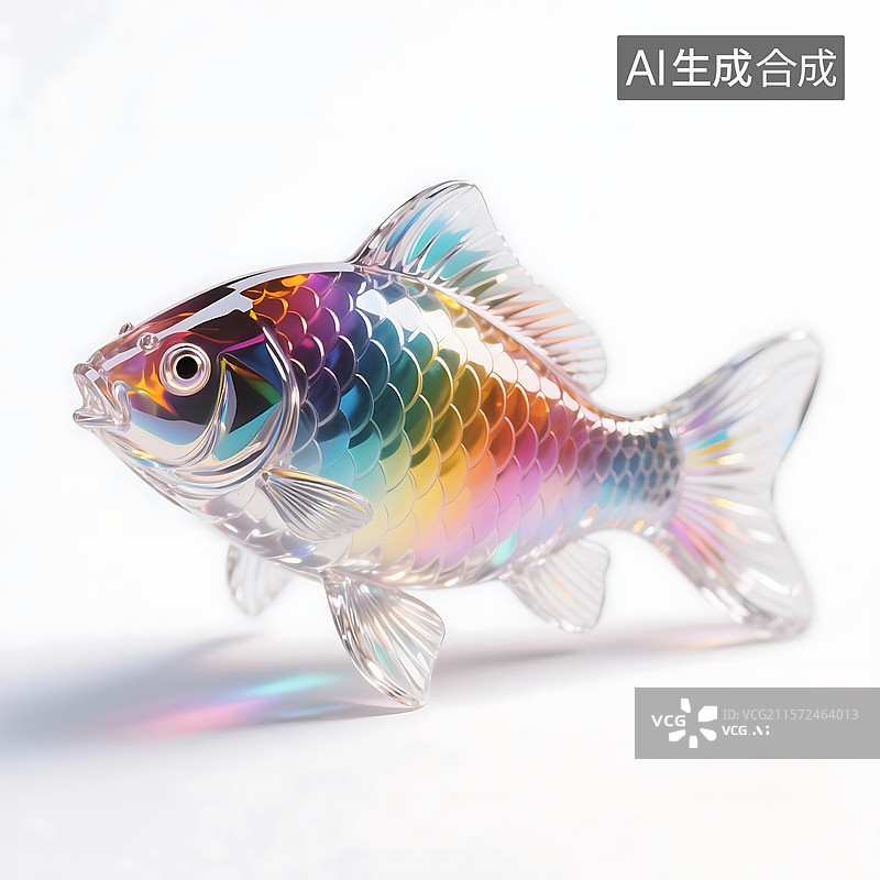 【AI数字艺术】3D透明炫彩锦鲤摆件图片素材