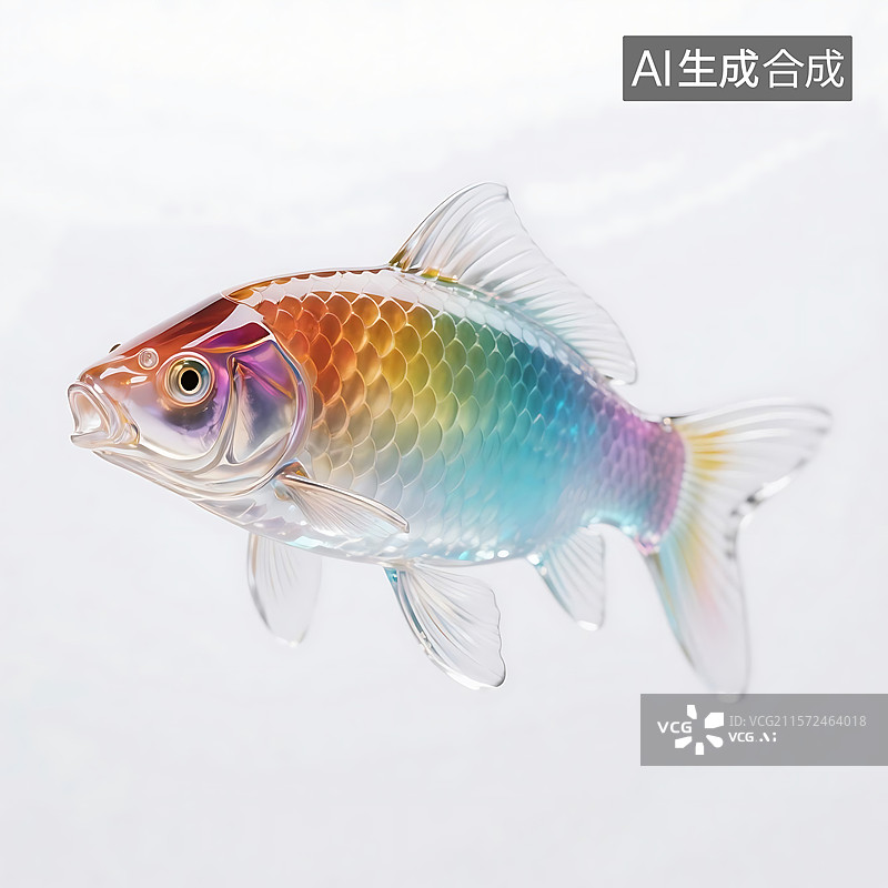 【AI数字艺术】3D透明炫彩锦鲤摆件图片素材