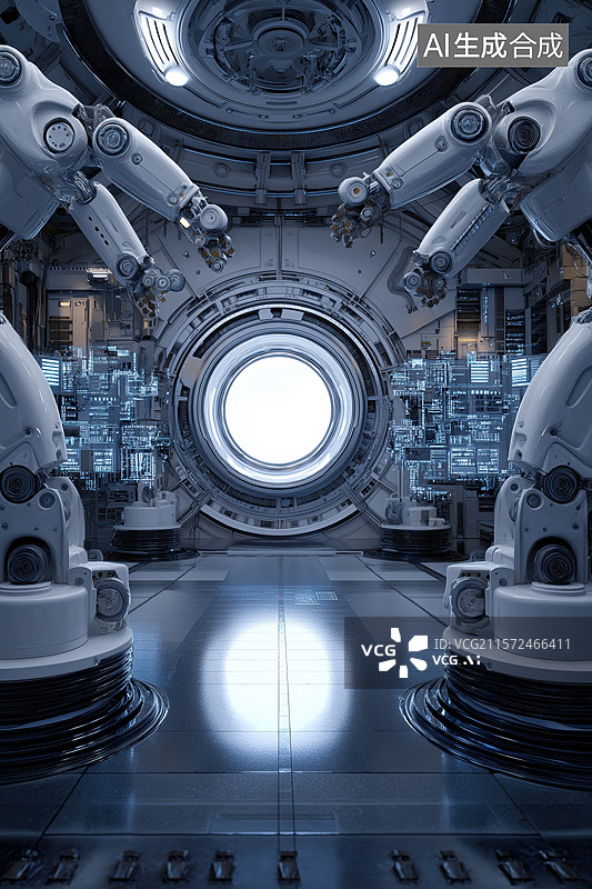 【AI数字艺术】科技背景机械手臂图片素材