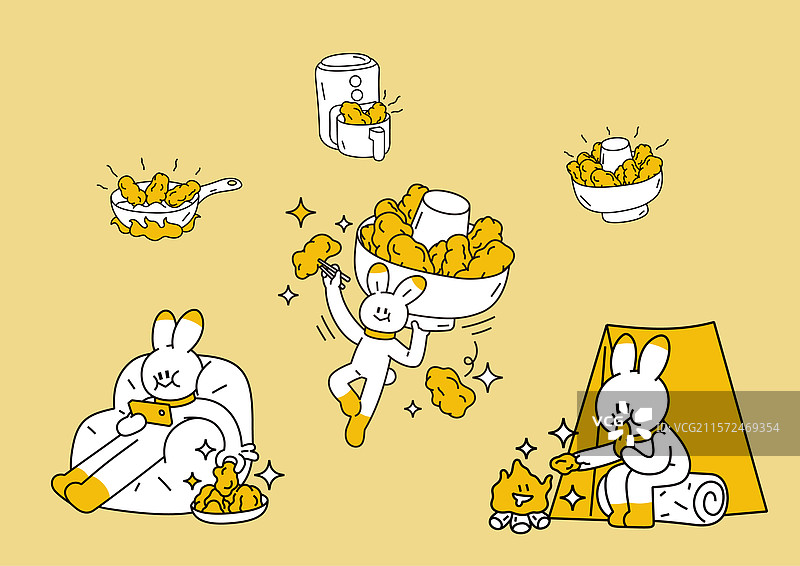 拟人兔子与美食图片素材