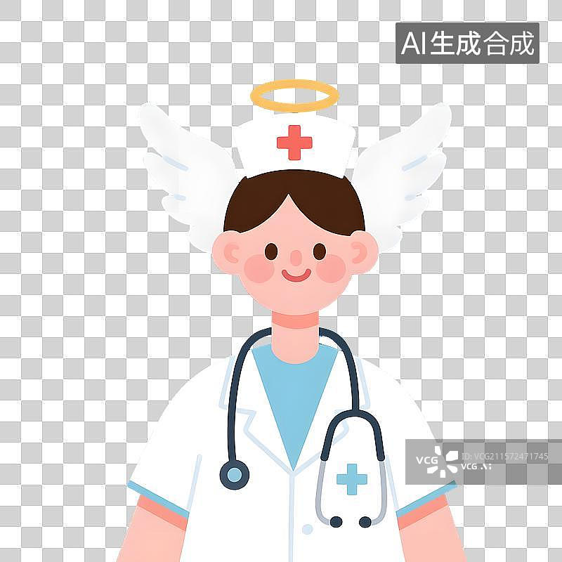 【AI数字艺术】中国医师节致敬医生护士白衣天使矢量插画图片素材