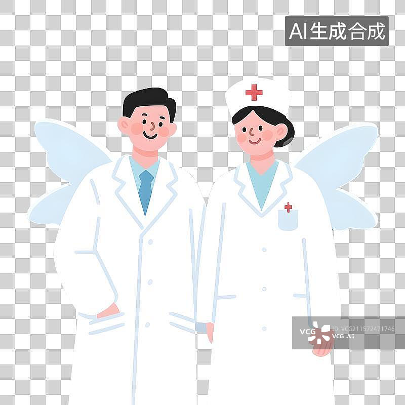 【AI数字艺术】中国医师节致敬医生护士白衣天使矢量插画图片素材