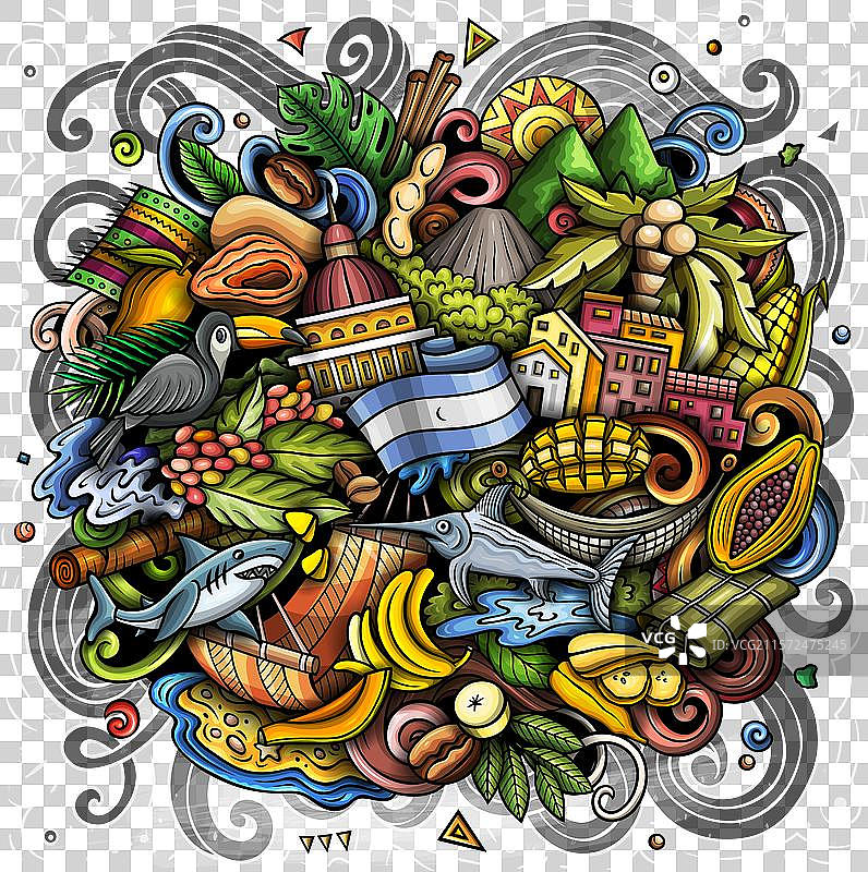 尼加拉瓜卡通涂鸦有趣的地方设计图片素材