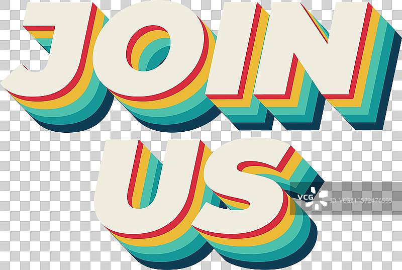 加入我们，色彩丰富的3D文字效果图片素材