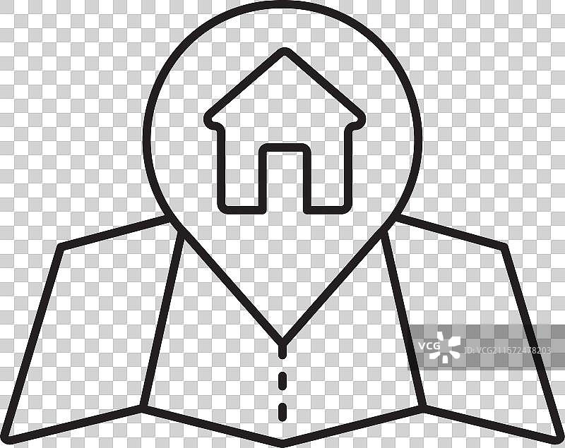 在扁平风格的描绘中，一个位置标记图片素材