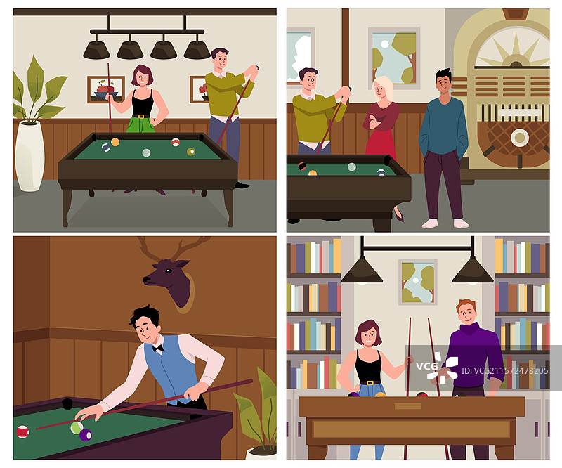 舒适的室内台球场景图片素材