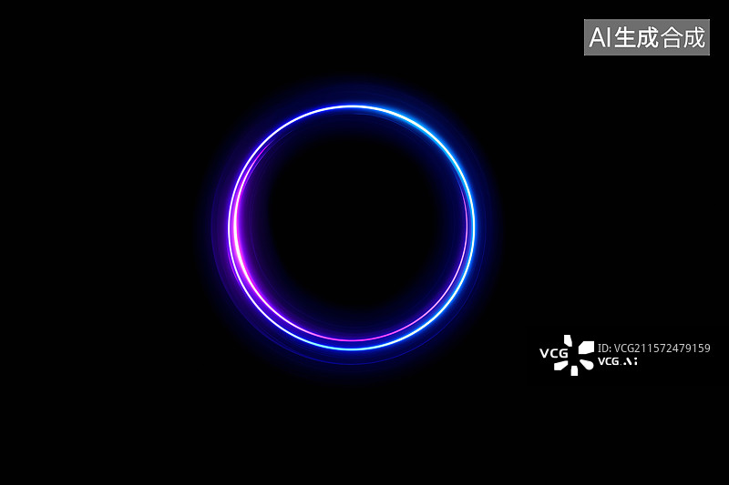 【AI数字艺术】蓝色和紫色渐变发光光环背景图片素材