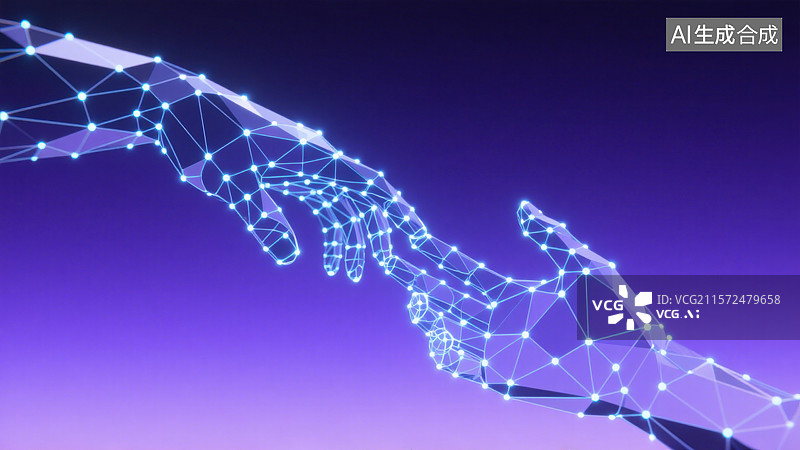 【AI数字艺术】人工智能机器人的手指相互触摸图片素材