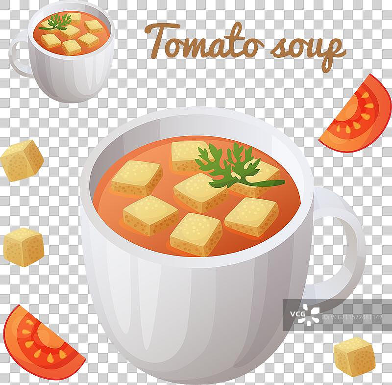 杯子里的番茄汤图标，孤立于背景上图片素材