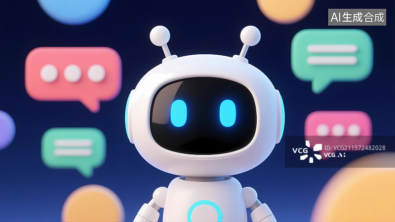 【AI数字艺术】可爱机器人3D卡通插画图片素材