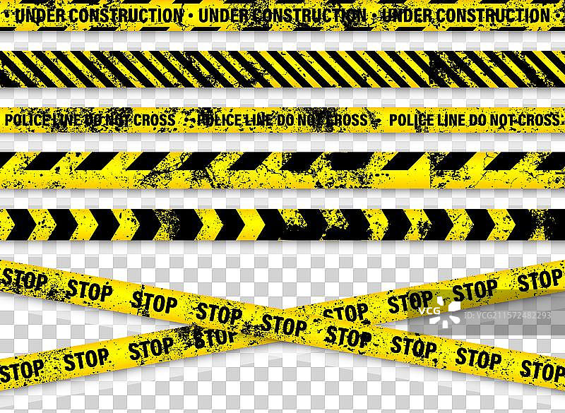 旧的磨损的建筑封锁带，黄色图片素材