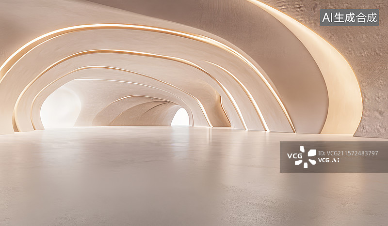 【AI数字艺术】后现代木板纹理室内展厅空间图片素材