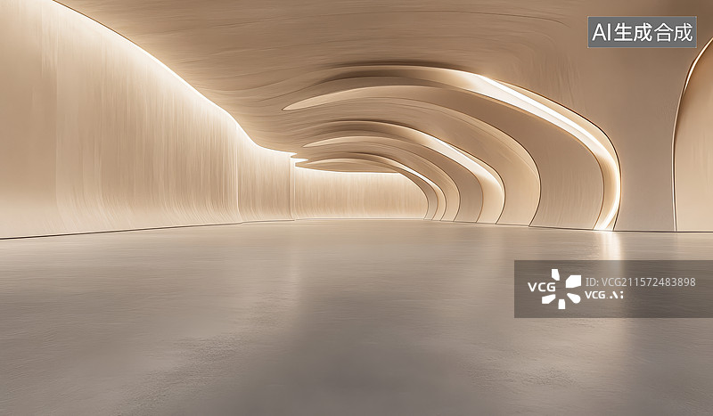 【AI数字艺术】后现代木板纹理室内展厅空间图片素材