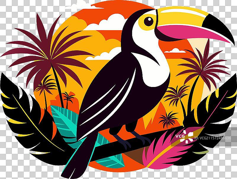 热带巨嘴鸟的生动剪影图片素材