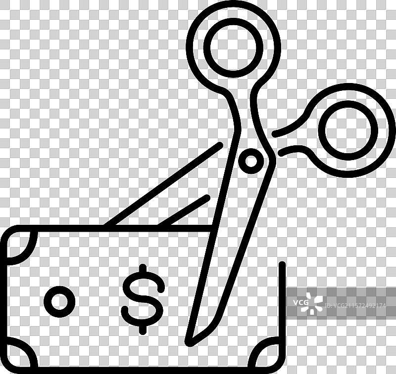 钞票和剪刀线条图标图片素材
