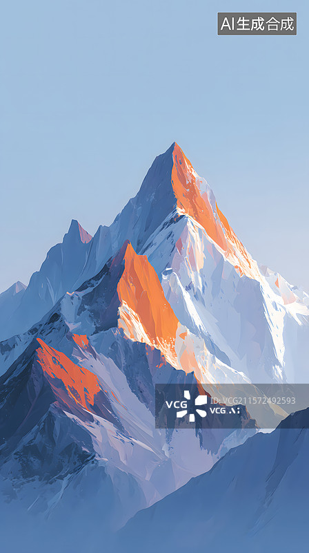 【AI数字艺术】雪山晨曦光辉图片素材