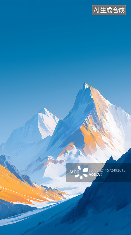 【AI数字艺术】雪山晨曦光辉图片素材