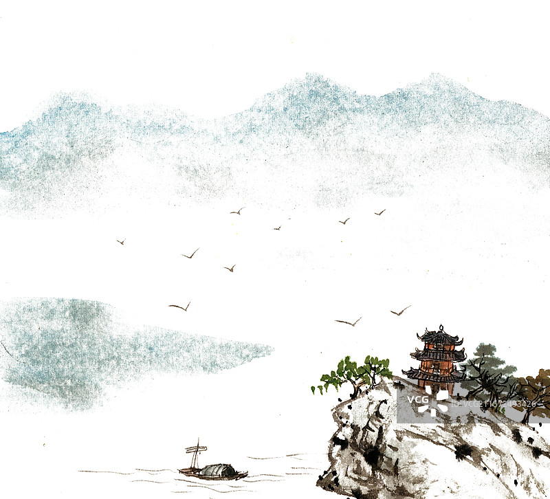 远山与湖泊图片素材