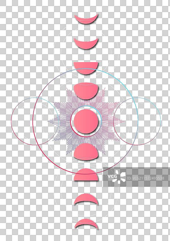 月相、星星和五彩斑斓的银河图片素材