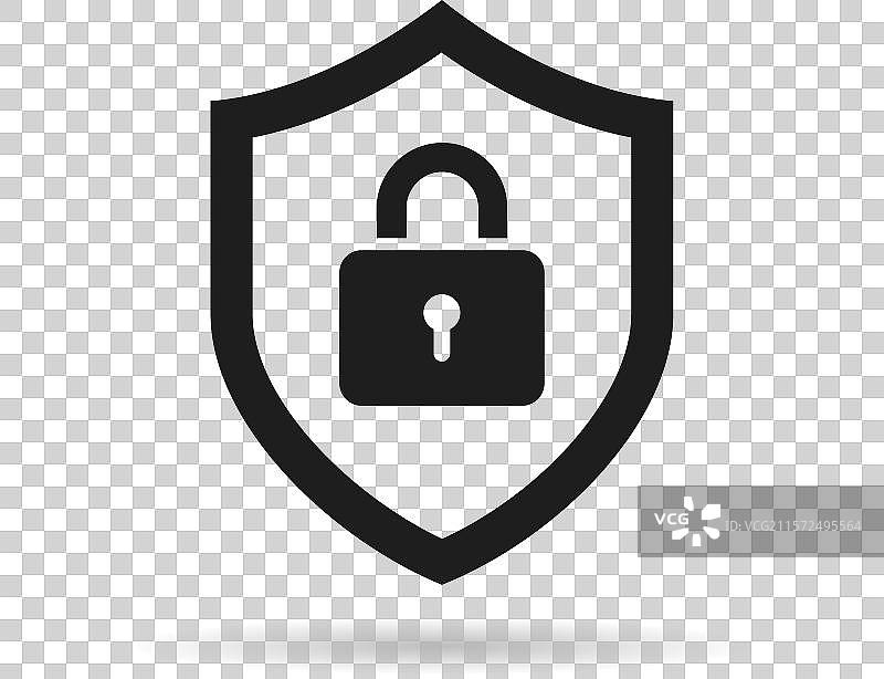 带锁的安全盾牌图标图片素材