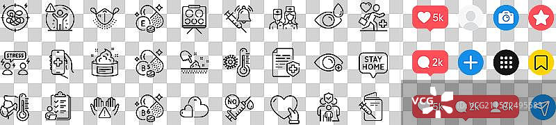 医生疫苗公告和患者排队图片素材