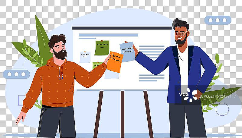 员工使用待办事项列表的敏捷看板概念图片素材