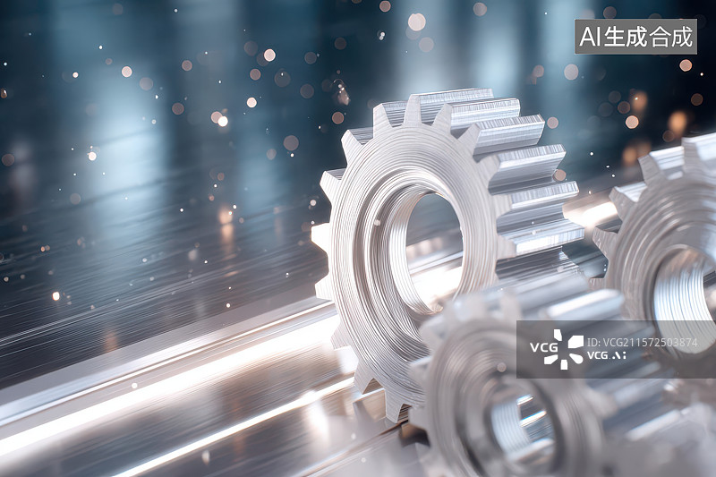 【AI数字艺术】精密机械齿轮与链条特写组合自行车链条结构图片素材